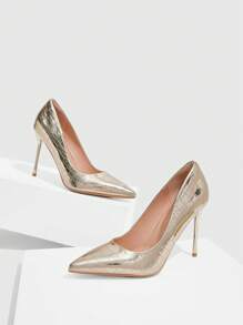 CUCCOO SZL Classic High Heel Pumps, Women Shoes, Gold Color - Gold - View 6