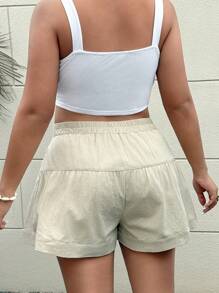 Sunnyshic Pantaloncini larghi in cotone con volant, taglie comode, adatti per l'estate e l'uso quotidiano