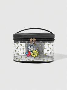 Astro Boy X ROMWE Bolsa de Maquiagem com Padrão de Desenho Animado e Estrela, Design de Cobertura Flip de Grande Capacidade e Portátil - Multicolorido - Visão 1