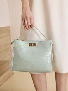 MOTF PREMIUM CROCODILE EMBOSSED BUCKET HANDBAG - Green - View 5