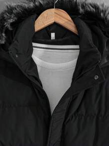 EURMUSE Áo khoác lông trùm đầu AW Regular Casual dành cho nam - màu đen - Xem 4