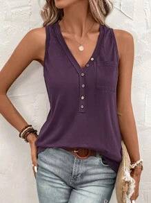 SHEIN Clasi Women Casual Loose Solid Color Sleeveless Tank Top