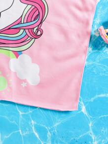 Emery Rose Kids Emery Rose Kids Young Girl Cute Casual Pink Cartoon Pattern Hooded Loose Swim Cover-Up