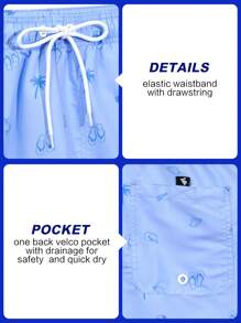 Manfinity Swimmode Traje de baño casual con estampado de vacaciones para hombres