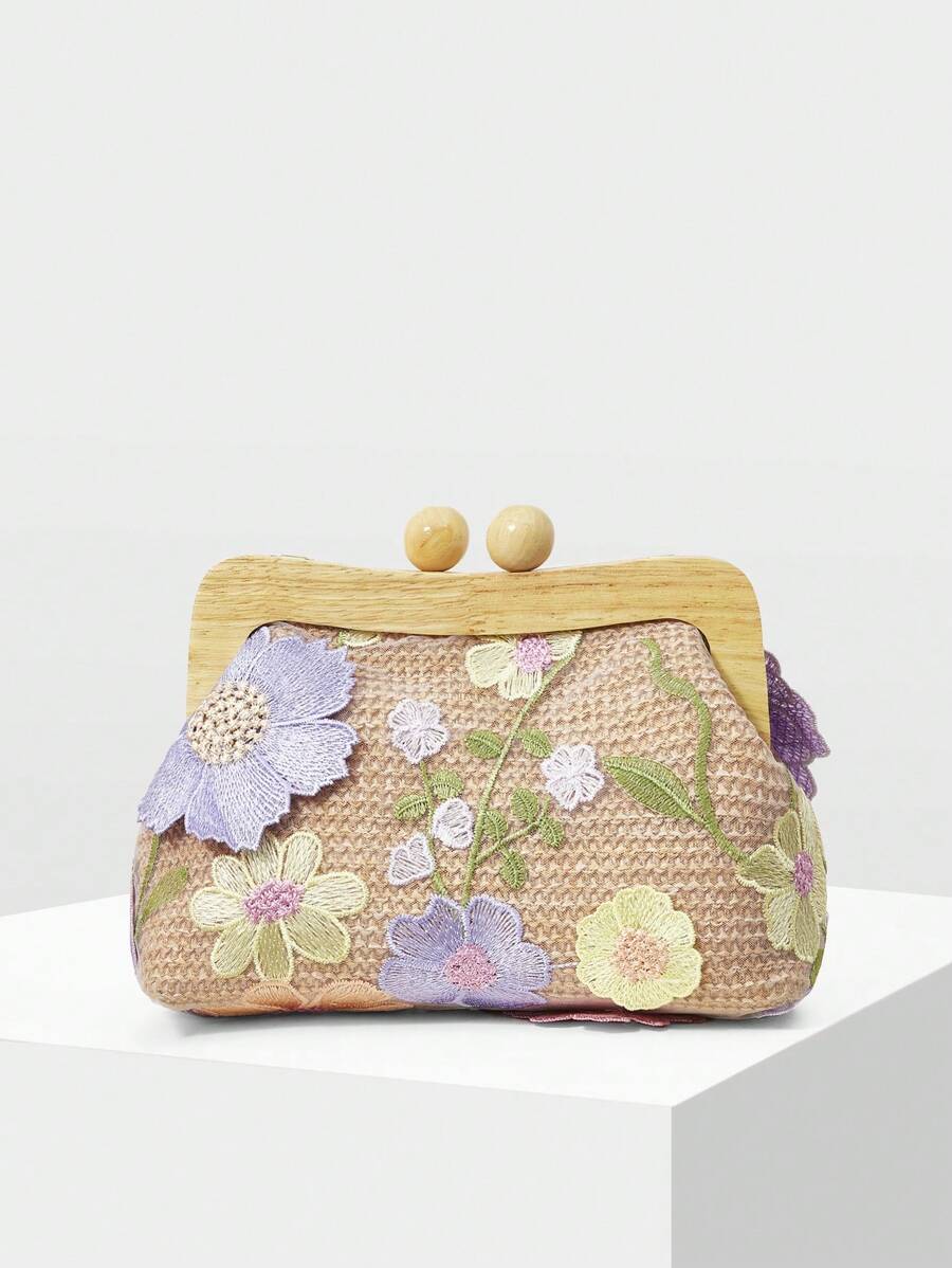 MOTF PREMIUM 女士度假风格花卉图案编织手拿包 - 彩色 - 查看 1