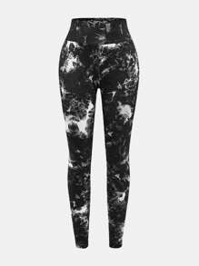 SHEIN Girlism 3件套少女针织棕色、灰色、黑色扎染图案修身休闲腰部镂空设计打底裤，基础百搭，适合返校、假日、家庭户外活动、秋冬季日常穿着。 - 彩色 - 查看 12