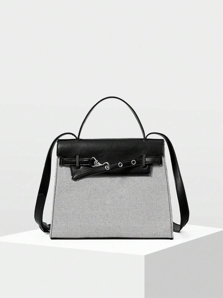 PU LEATHER EYELETS HANDBAG