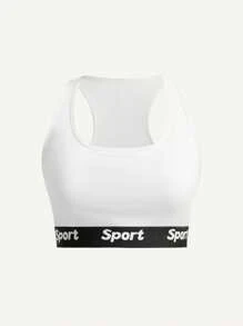 Easithlete Women Letter Pattern Everyday Sports Bra - White - View 1