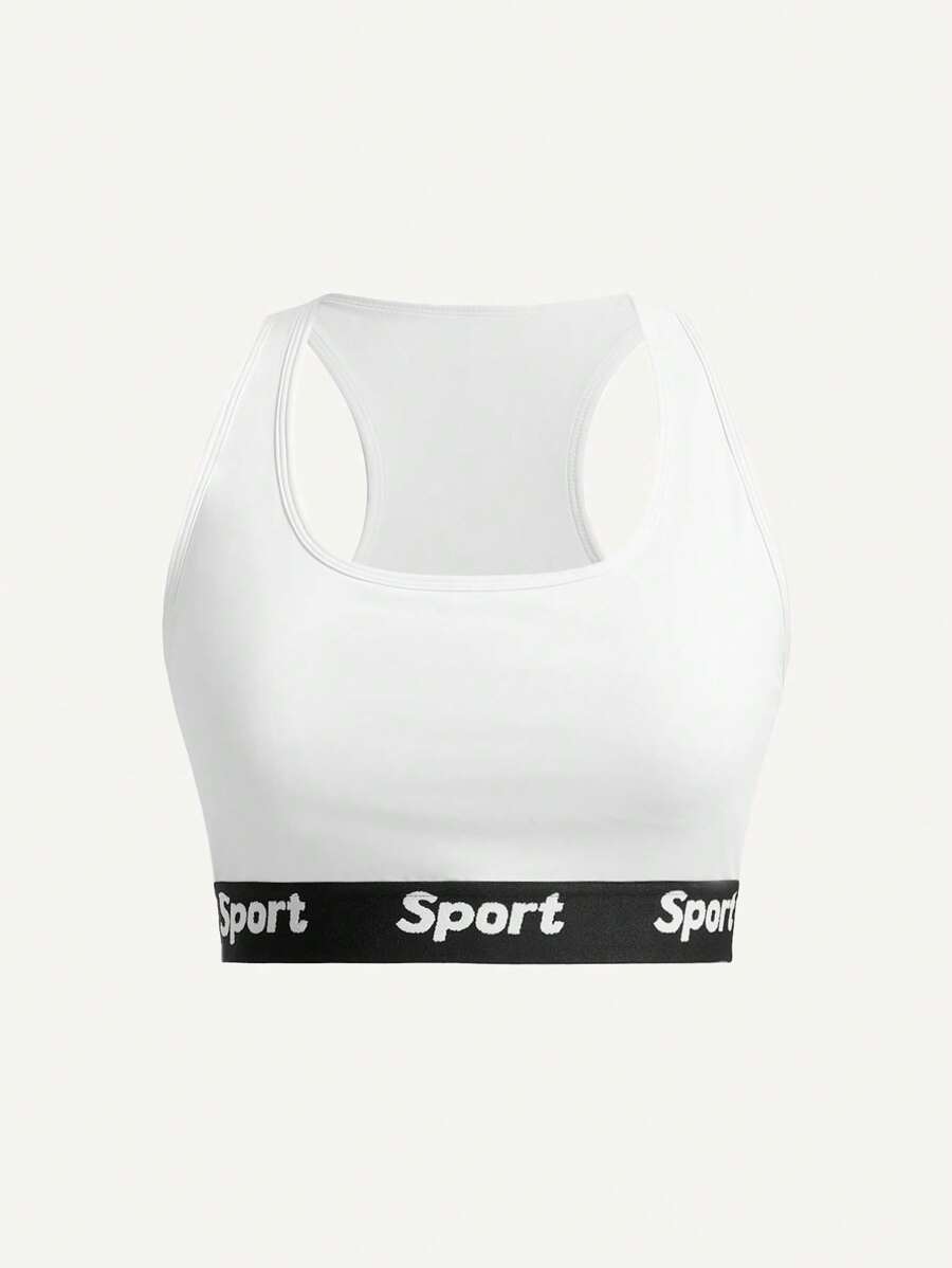 Easithlete Women Letter Pattern Everyday Sports Bra - White - View 1