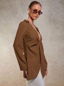 COSMINA Camicia da donna con laccio, di colore solido, casual per le vacanze