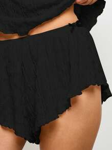 AiiRZ Set de pijama de vară cu volane texturate, cu decolteu în V, pijamale de noapte, pijamale de casă, pijamale de primăvară și toamnă, camisol