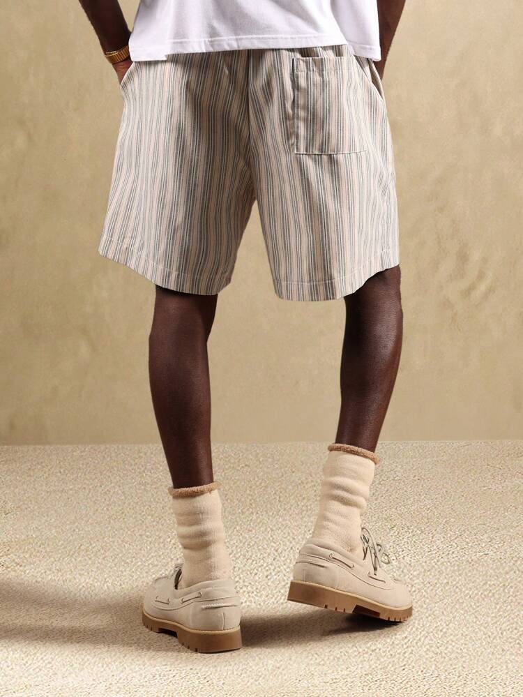 Striped Cotton Drawstring Comfort Fit Lounge Shorts