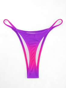 Swim Basics 女款漸層色細肩帶比基尼泳褲，適合夏季海灘度假 - 紫色 - 查看 2
