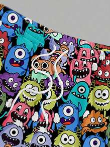 Manfinity Homme Men's Summer Casual Cartoon Print T-Shirt Shorts Set - Black - View 8