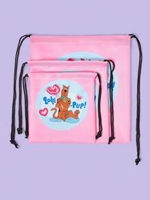 SCOOBY-DOO X SHEIN Tas Organizer Perjalanan Berbagai Ukuran dengan Gambar Kartun dan Huruf Lucu - MultiWarna - View 2