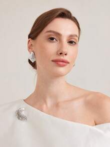 MOTF PREMIUM 1 CẶP HOA TAI BẠC DẤU VÂN TAY THỜI TRANG - Bạc - Xem 7