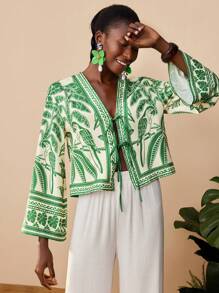 Travachic 梭织印花长袖宽松女式衬衫，夏季，沙滩装，春夏，复活节，海滩，春假，度假女士，音乐会，波西米亚风，波西米亚，音乐节，7 月 4 日，节日 - 米色 - 查看 2