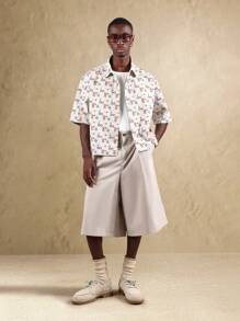 SUMWON Logomania Short Sleeve Button Down Shirt Lightweight Pattern Star Design Casual Festival Streetwear Spring Summer Modern Boxy Fit - Multicolor - View 4