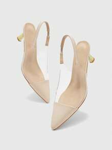 CUCCOO BIZCHIC 女士时尚尖头透明TPU杏色晚装/通勤/派对细高跟鞋