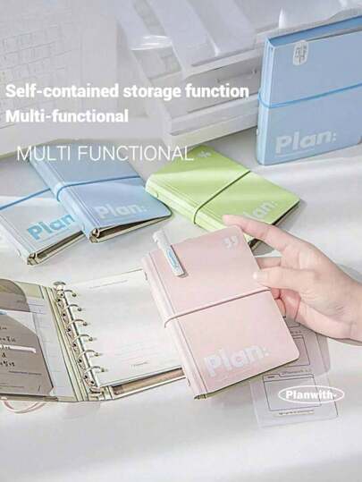 SHEIN 1pc/1set Ultra Compact A7 Mini Notebook - Two-Color Simple Design - 44 Pages Loose-Leaf Scrapbook Planner - Portable 6-Ring Binder For Students And Professionals Back To School, Suitable For Travel, School And Office, Portable Notepad, Suitable For Marker Notes And Drawing, Mother's Day, Gift For Mom