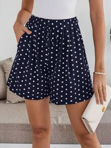 EMERY ROSE Shorts casuales de mujer con estampado de lunares, de verano