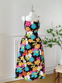 SHEIN EZwear Floral Print Casual Plus Size Dress, Fashion Suitable For Summer - Multicolor - View 3