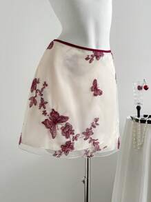 Chiquease Women's Butterfly Embroidered Decorative Mini Skirt - Multicolor - View 4