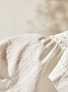 Easelle 女式 2025 夏季纯色假日风格户外白色纯色假日户外场景衬衫，休闲上衣 - 白色 - 查看 7