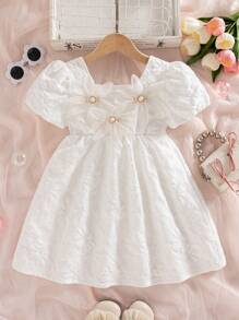 فستان أميرة ذو كتف واحد وأكمام منتفخة مزخرف بالزهور للبنات، ملابس أناقة وارتداء كاجوال لحفلات الأعياد وحفلات الأداء