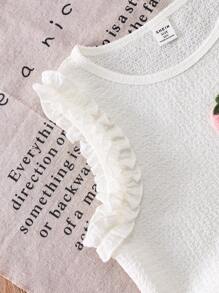 2pcs Set For Tween Girls Cute Strawberry Embroidery Element Ruffle Hem Tank Top And Pink Shorts, Vivid And Youthful, Textured Fabric, Suitable For Daily Outings Or Beach Wear, Spring/Summer Summer Holiday - Baby Pink - View 6