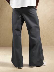 SUMWON Flared Panneled Pants Contemporary Casual Wide Bottom Bell Trousers Vintage Inspired Statement Pants