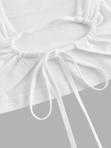 SHEIN ICON 2 chiếc áo ba lỗ hở lưng màu nâu phong cách boho dành cho nữ mùa hè đi chơi miền Tây và áo hai dây - trắng - Xem 4