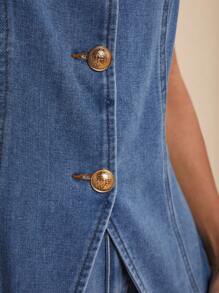 COSMINA Women Denim Two Pieces Outfits - Blue - View 3