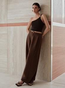 MOTF PREMIUM Pantalones anchos con pliegues - Café integral - Ver 6