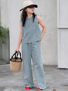 Dazy Kids Tween Girls Denim Outfit, Summer - Light Wash - View 4