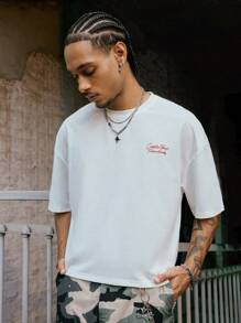 PAVTROS 男士彩色夏季水果印花宽松 T 恤，舒适 - 白色 - 查看 2