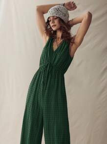 Wildy Bộ đồ liền thân Bohemian cổ chữ V màu nâu dành cho nữ, Bộ đồ liền thân màu xanh lá cây theo phong cách nghỉ dưỡng miền Tây nước Mỹ dành cho nữ Bộ đồ liền thân mùa hè dành cho nữ Bộ đồ liền thân màu xanh lá cây dành cho nữ - Màu xanh lá cây đậm - Xem 7