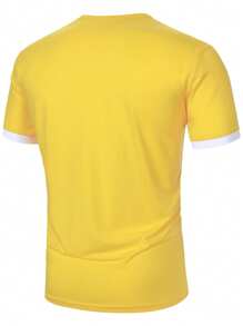 Manfinity Homme Áo thun nam tay ngắn Colorblock thường ngày, mùa hè - Màu vàng - Xem 2