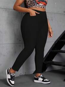 SHEIN SXY 大码女式弹力黑色休闲紧身牛仔裤，时尚简约优雅