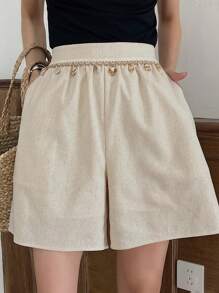 DAZY Women's Loose Casual Linen Vacation Beach Shorts, Summer New Style