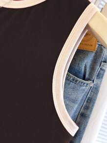 INAWLY 休闲撞色镶边女式背心，适合日常穿着