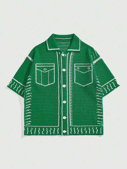 Street Life Preppy Men's Vintage Style Short Sleeve Knit Top