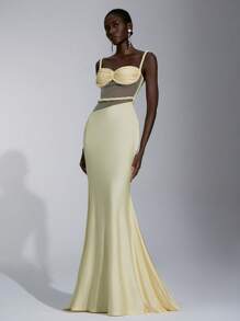 Elitara Elegant, Romantic, Sexy, Simple, Light Yellow, Elastic Fabric, Backless, See-Through, Fashionable, Popular, Suitable For Festivals, Vacations, Birthday Parties, Wedding Events, Dinner Dresses, Bridesmaid Dresse - Yellow - View 7