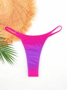 Swim Basics 女款漸層色細肩帶比基尼泳褲，適合夏季海灘度假 - 紫色 - 查看 6