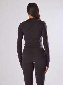 Musera Sport 二合一长袖运动上衣，舒适透气，适合健身房、板式网球、网球、匹克球等运动。 - 黑色 - 查看 3