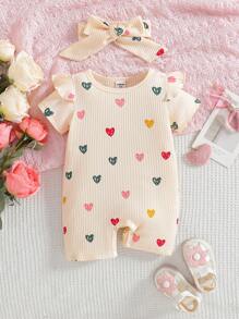 SHEIN Infant/Toddler Girls' Comfortable Printed Rompers For Summer Baby Girl Summer Romper Baby Girl Short Sleeve Romper Newborn Baby Girl Clothes