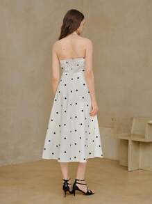 MOTF PREMIUM POLKA DOT PRINT FLARE HEM TWO WAY DRESS - Apricot - View 3