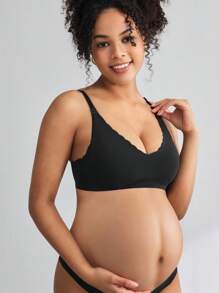 BloomMama Maternity Solid Wireless Nursing Bra - Black - View 3