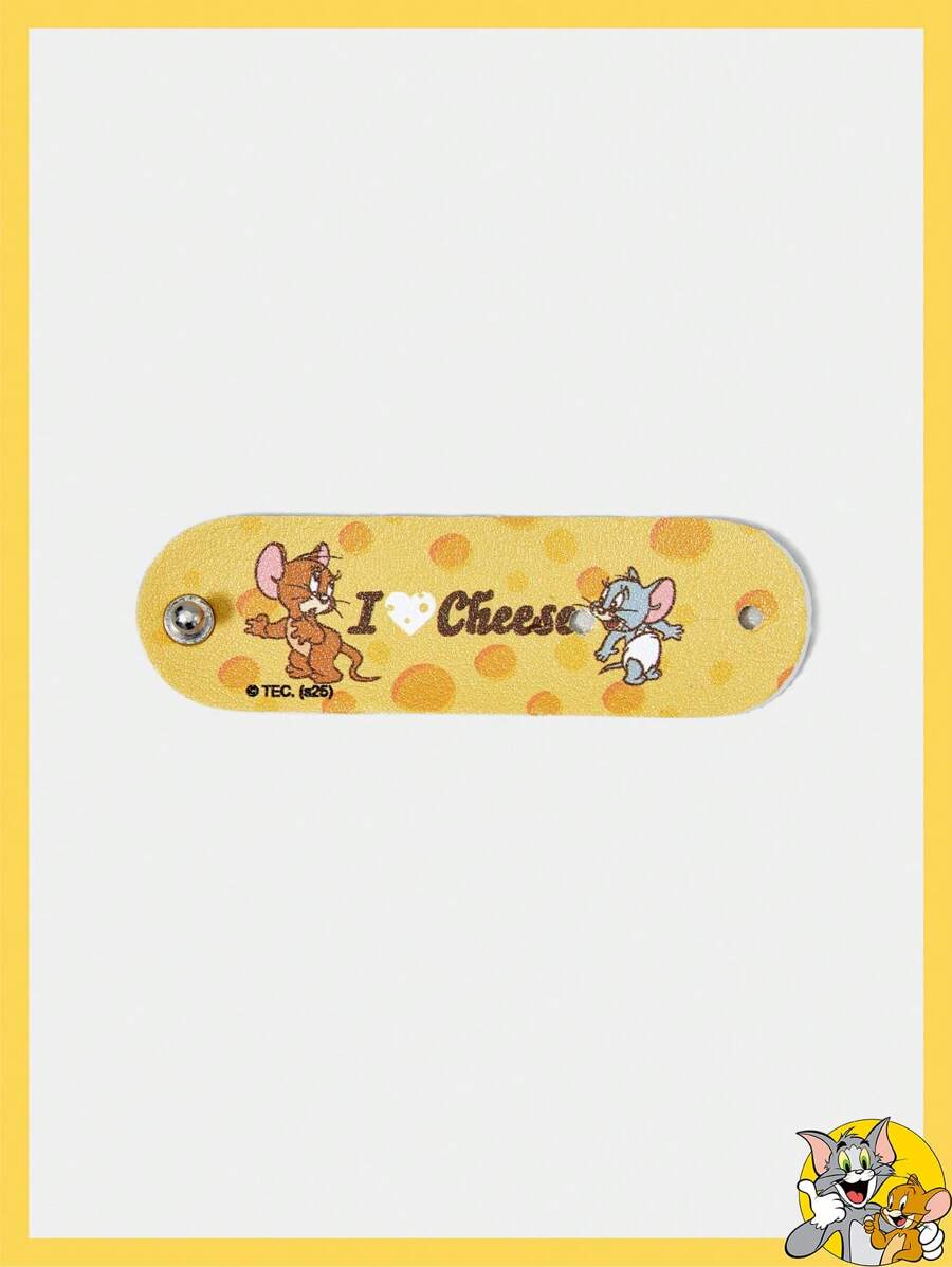 TOM & JERRY X SHEIN 卡通标语奶酪图案 PU 理线器