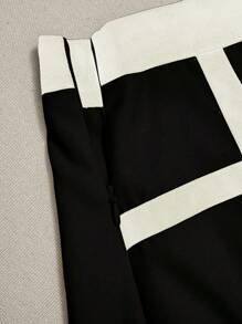 Franclia Falda con drapeado de color contrastante elegante para mujer, ideal para el día a día - Negro - Ver 5